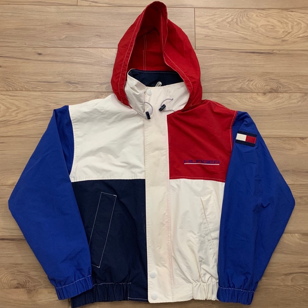 90’s Tommy Hilfiger Jacket + Packable Hood (Sz L) - Picture 3 of 12
